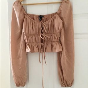 NWT!!! Nude Shirred Satin Crop Top